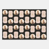 Sweet 16 Personalisierter Foto Name Rosa Schwarz Geschenkpapier Set (Vorderseite)