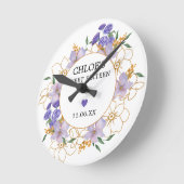 Sweet 16 Personalized Gift Purple Gold Floral Runde Wanduhr (Winkel)