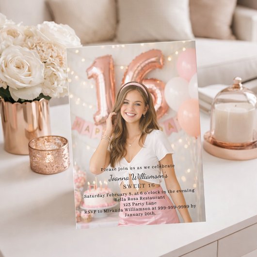 Sweet 16 photo birthday einladung