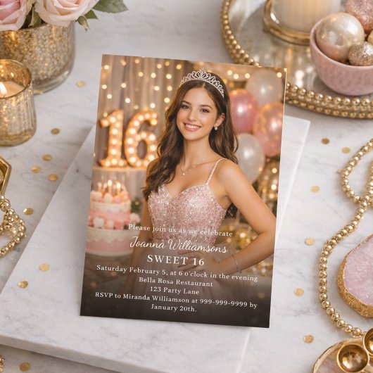 Sweet 16 photo einladung