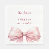 Sweet 16 pink bow elegant modern luncheon serviette (Vorderseite)