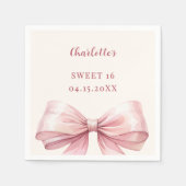 Sweet 16 pink bow ivory serviette (Vorderseite)