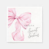 Sweet 16 Pink Bow Paper Napkin Serviette (Vorderseite)