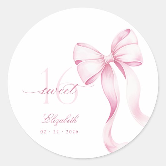 Sweet 16 Pink Bow Stickers (Vorderseite)