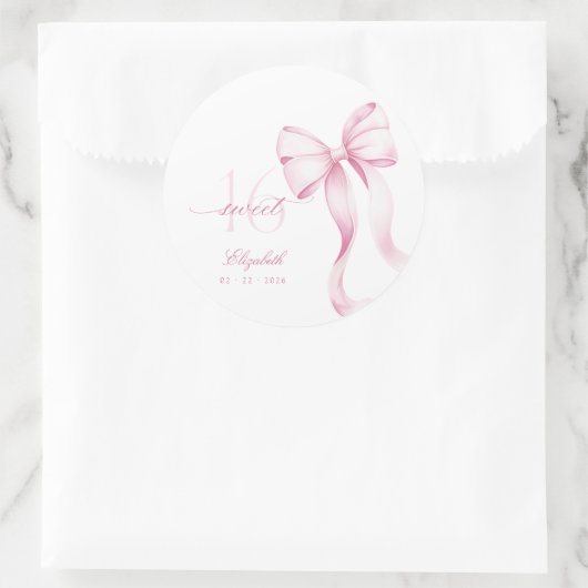 Sweet 16 Pink Bow Stickers (Tasche)