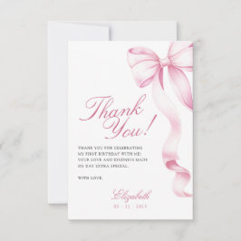 Sweet 16 Pink Bow Thank You Card Dankeskarte