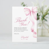 Sweet 16 Pink Bow Thank You Card Dankeskarte (Stehend Vorderseite)