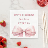 Sweet 16 pink bow white luncheon serviette (Beispiel)