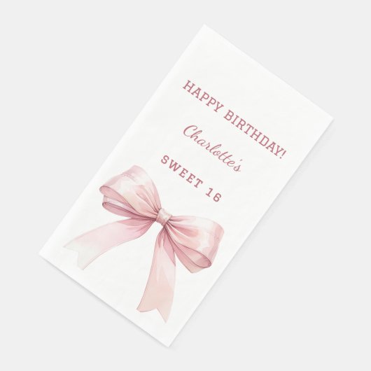 Sweet 16 pink bow white serviette (Ecke)