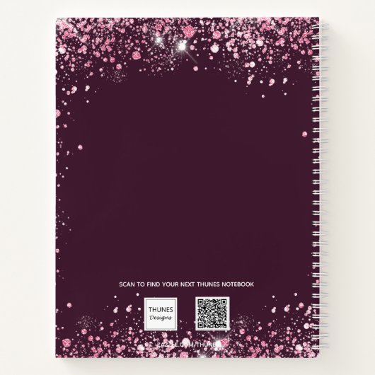 Sweet 16 pink bugundy Blumenkleid Gästebuch Notizblock (Rückseite)