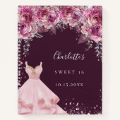 Sweet 16 pink bugundy Blumenkleid Gästebuch Notizblock (Vorderseite)
