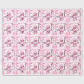 Sweet 16 Pink Damask Girly Birthday Party Geschenkpapier (Flach)