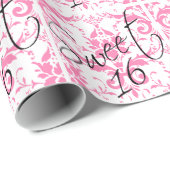 Sweet 16 Pink Damask Girly Birthday Party Geschenkpapier (Rolleneckpunkt)