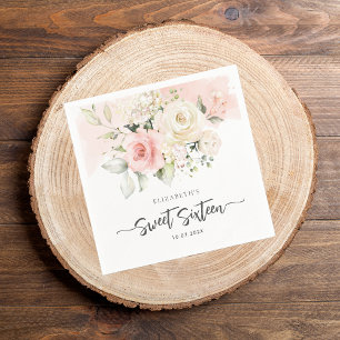Sweet 16 Pink Floral Geburtstagsparty Paper Serviette