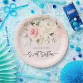 Sweet 16 Pink Floral Geburtstagsparty Pappteller (Party)