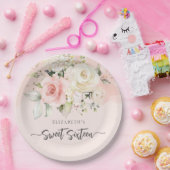Sweet 16 Pink Floral Geburtstagsparty Pappteller (Party)