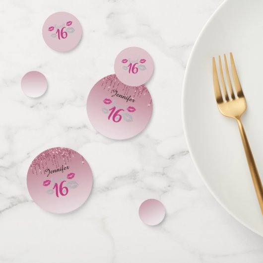 Sweet 16 Pink Geburtstag Personalisiert Konfetti (Gruppe)