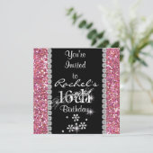 SWEET 16 PINK Geburtstagsparty Einladung BLING (Stehend Vorderseite)