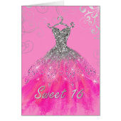 Sweet 16 Pink Glam Dress Birthday Card (Vorne)