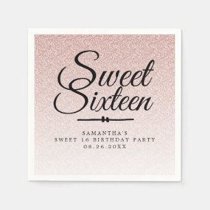 Sweet 16 Pink Glitzer Ombre Custom 16. Geburtstag Serviette