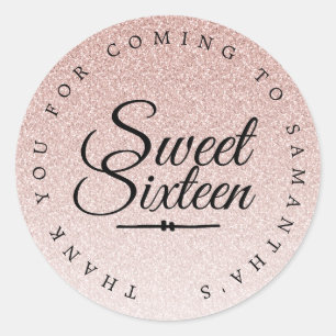 Sweet 16 Pink Glitzer Ombre Vielen Dank Individuel Runder Aufkleber