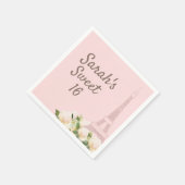 Sweet 16 Pink Gold Eiffelturm Geburtstag Serviette (Ecke)