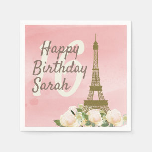 Sweet 16 Pink Gold Eiffelturm Geburtstag Serviette