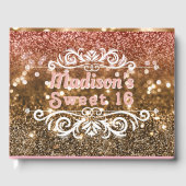 Sweet 16 Pink Gold Glitzer Bokeh Custom Gästebuch (Vorderseite)