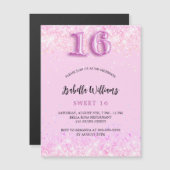 Sweet 16 pink Konfetti Girl Party Luxus Magneteinladung (Vorne/Hinten)