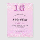 Sweet 16 pink Konfetti Girl Party Luxus Magneteinladung (Vorderseite)