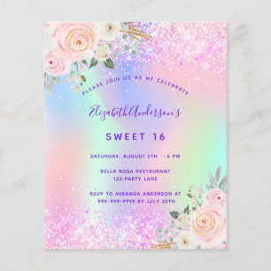 Sweet 16 pink lila Floral Einladung