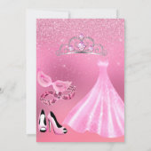 Sweet 16 Pink Masquerade Geburtstagsparty Einladung (Rückseite)