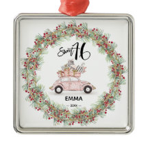 Sweet 16 Pink Name Skript Auto Weihnachtsfeiertag