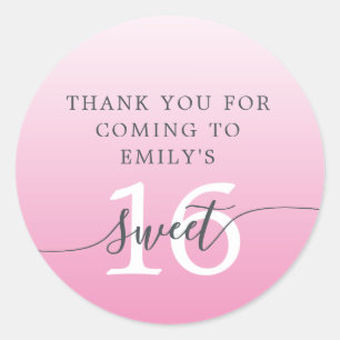 Sweet 16 Pink Ombre Vielen Dank Individuelle Name Runder Aufkleber