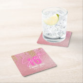 Sweet 16 Pink Party Food Tableware Personalisiert Rechteckiger Pappuntersetzer (Vor Ort)