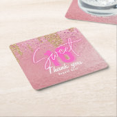 Sweet 16 Pink Party Food Tableware Personalisiert Rechteckiger Pappuntersetzer (angewinkelt)