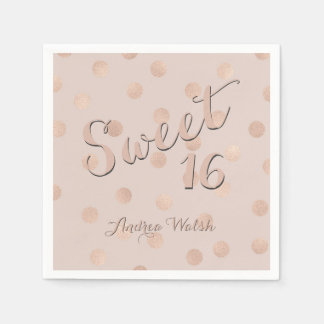 Sweet 16 Pink Rose Gold Confetti | 16 . Geburtstag Serviette