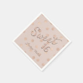 Sweet 16 Pink Rose Gold Confetti | 16 . Geburtstag Serviette (Ecke)