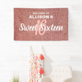 Sweet 16 Pink Rose Gold Glitzer Geburtsname Banner (Insitu)