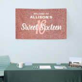 Sweet 16 Pink Rose Gold Glitzer Geburtsname Banner (Messeveranstaltung)