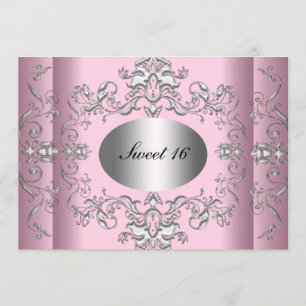 Sweet 16 Pink Silver Elegant Save The Date