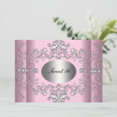Sweet 16 Pink Silver Elegant Save The Date (Stehend Vorderseite)
