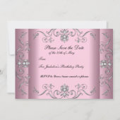 Sweet 16 Pink Silver Elegant Save The Date (Rückseite)
