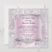 Sweet 16 Pink Silver Tiara Winter Wonderland Party Einladung (Rückseite)