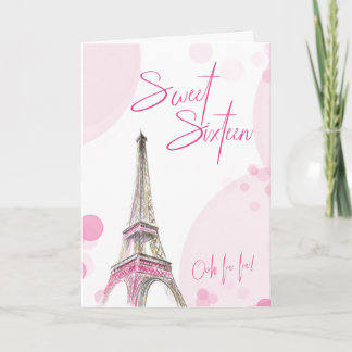 Sweet 16 Pink White Paris Effiel Tower Geburtstag Einladung