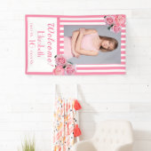 Sweet 16 Pink White Stripes Foto Banner (Insitu)