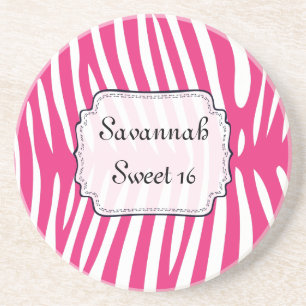 Sweet 16 Pink Zebra Change Background Color Getränkeuntersetzer