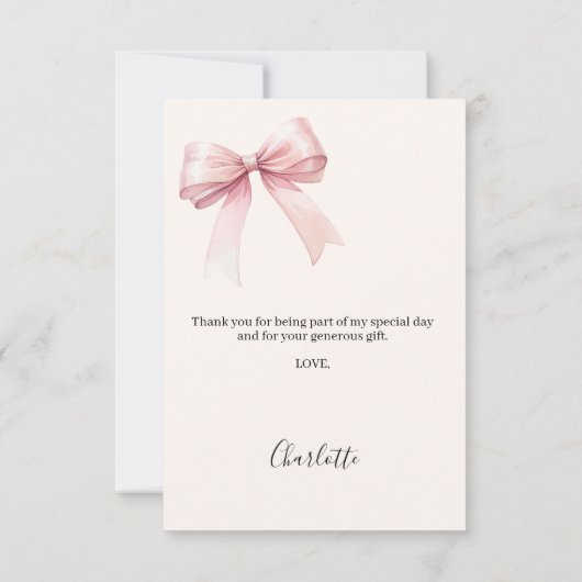 Sweet 16 pinkfarbene Bugcreme Dankeskarte (Rückseite)