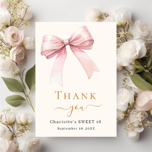 Sweet 16 pinkfarbene Bugcreme Dankeskarte