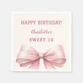 Sweet 16 pinkfarbene Bugcreme Serviette (Vorderseite)